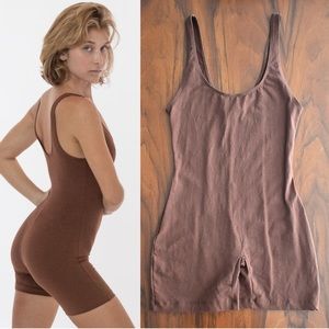 NWOT Los Angeles Apparel Cinnamon Brown Tank Unitard Romper Biketard Cotton S